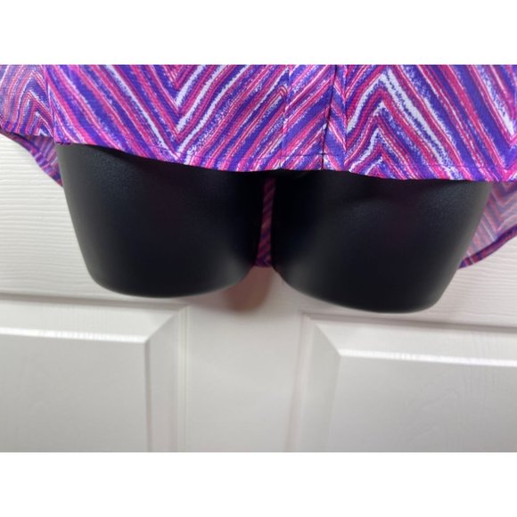 Cato Blouse Sleeveless Sheer Purple Pink White Striped Collar Button Size Medium - Picture 8 of 10